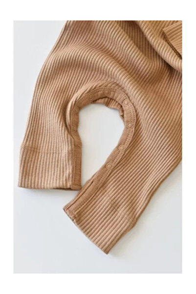 BabyCosy Long-Sleeve Jumpsuit with Long Pants in Cotton and Modal - Brown