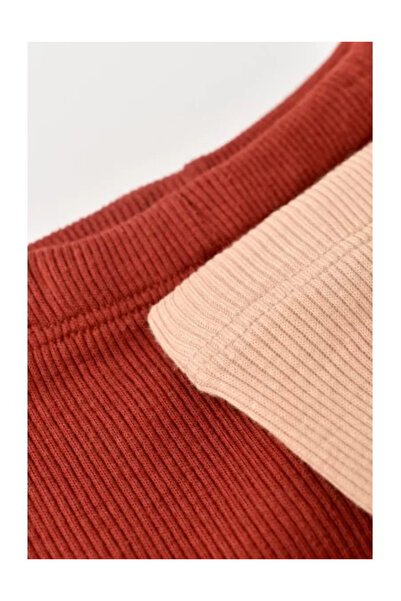 BabyCosy Set of 2 Baby Pants with Footies in Cotton and Modal - Caramiziu/Somon, (Size: 3-6