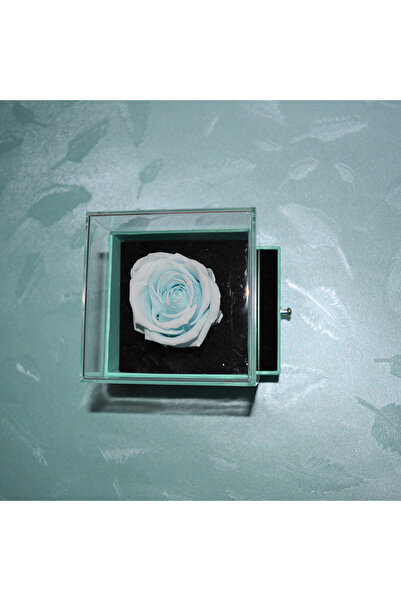 velve Martisor bratara in cutie cu sertar si trandafir criogenat, Bleu