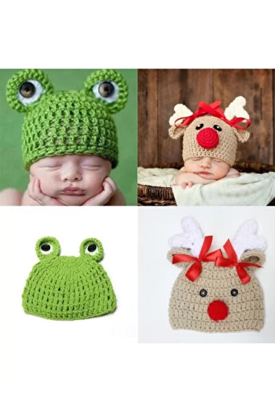 drool Crocheted Newborn Photo Session Hat - Frog Design