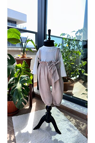 BabyDia Long Sleeve Shirted Muslin Jumpsuit