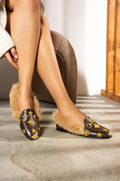 diclepolat Жіночі лофери з хутром та вишивкою Arbella