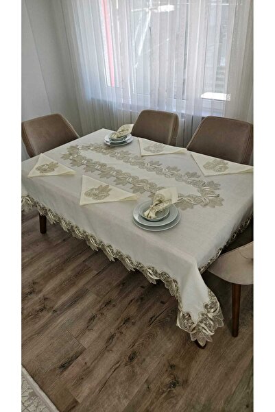 bursa çeyiz Lüx Gardenya Keten 12 Kişilik 26 Parça Ağır Dantelli Leke Tutmaz ...