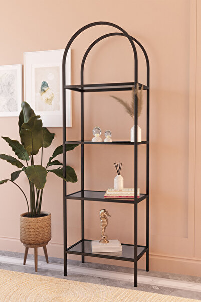 Dekoport İdil Kitaplık Kahve Köşesi Metal Mutfak Rafı Aksesuar Rafı 47 cm Siy...