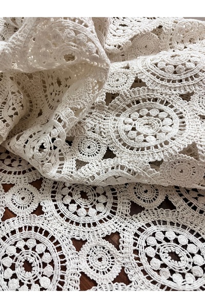 ELİTSEK Ham Pamuk dantel kumaş en 135 cm krem renk 1 metre