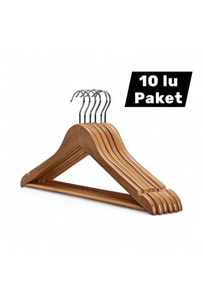 Askı Sepeti 12 Adet Ahşap Elbise Askısı Vernikli Kıyafet Askısı Giysi Pantalo...