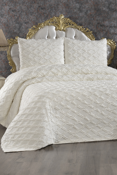 Casa Moor Nisa Çift Kişilik Yatak Örtüsü Seti Ekru