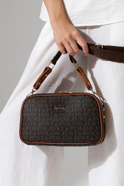 Just Polo JP 5-Compartment Tan Casual Women's Shoulder Bag with Adjustable Strap