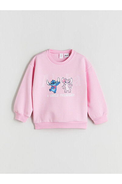 LC Waikiki Crew Neck Stitch and Angel Printed Girls' Sweatshirt