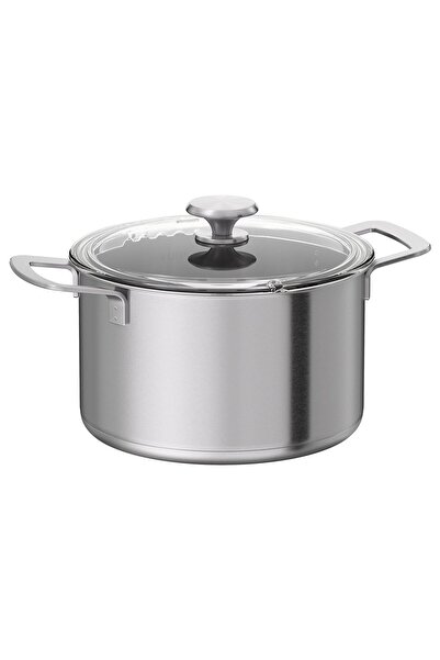 IKEA HEMKOMST Pot with lid, stainless steel/glass, 5 l