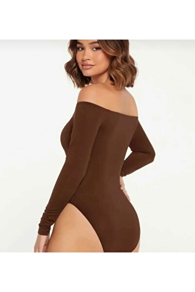 Nsb Tasarım Дамско кафяво без презрамки боди