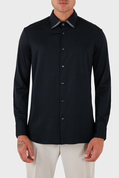 Emporio Armani Logo Cotton Regular Fit Classic Collar Shirt Men's Shirt Em003055 Af10761 Ub118