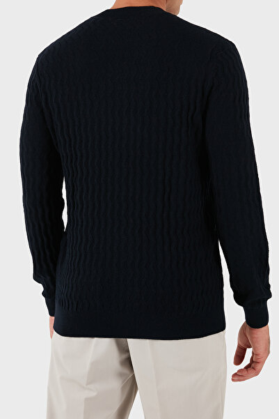 Armani Exchange Yün Karışımlı Regular Fit Bisiklet Yaka Dalgalı Dokuma Kazak Erkek KAZAK XM001560 AF