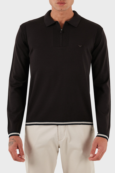 Emporio Armani 100% Wool Regular Fit Half Zipper Polo Neck Sweater Men's Sweater Em001512 Af14158 U6