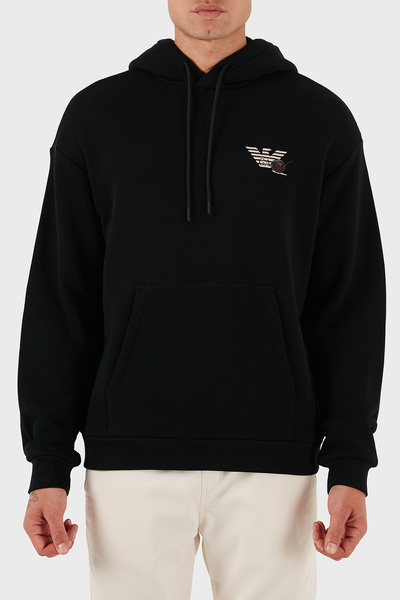 Emporio Armani Back Patterned Logo 100% Cotton Relaxed Fit Hooded Sweat Men's...