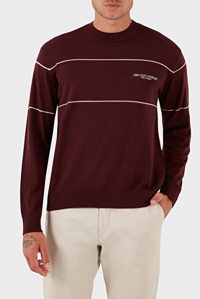 Emporio Armani Wool Stripe Detailed Regular Fit Crew Neck Sweater Men's Sweater Em002796 Af14199 M506