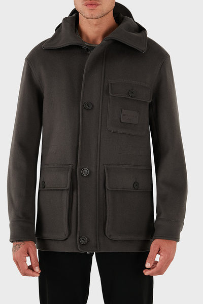 Emporio Armani Wool and Cashmere Blend Regular Fit Hooded Coat Men's Coat Em003183 Af18229 U8112