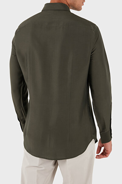 Emporio Armani Silk Blend Regular Fit Classic Collar Shirt Men's Shirt Em001537 Af17293 U8120