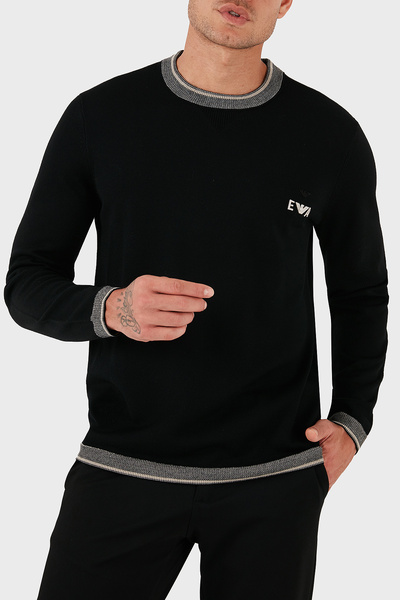 Emporio Armani 100% Wool Regular Fit Crew Neck Logo Sweater Men's Sweater Em003387 Af14697 Uc001