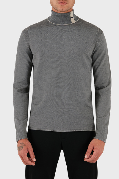 Emporio Armani 100% Wool Regular Fit Turtleneck Striped Sweater Men's Sweater Em002025 Af14195 Fb067