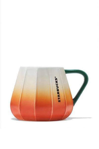 Starbucks Orange Transitional Ceramic Mug with Pumpkin Design - 384 ml