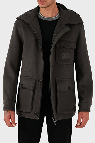 Emporio Armani Wool and Cashmere Blend Regular Fit Hooded Coat Men's Coat Em003183 Af18229 U8112