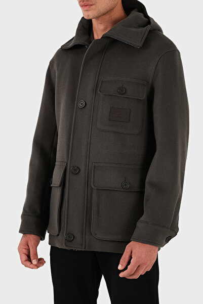 Emporio Armani Wool and Cashmere Blend Regular Fit Hooded Coat Men's Coat Em003183 Af18229 U8112