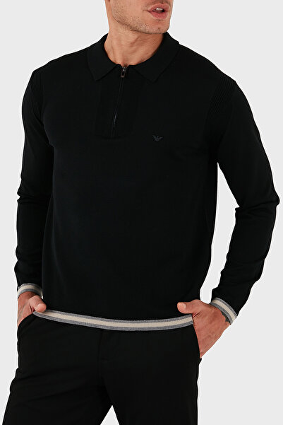 Emporio Armani 100% Wool Regular Fit Half Zipper Polo Neck Sweater Men's Sweater Em001512 Af14158 Uc