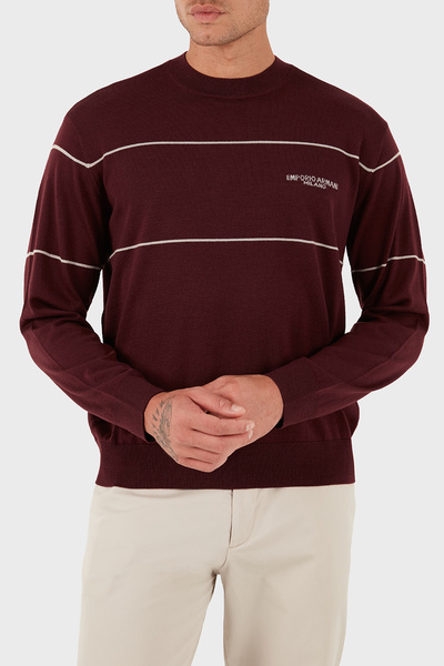 Emporio Armani Wool Stripe Detailed Regular Fit Crew Neck Sweater Men's Sweater Em002796 Af14199 M506