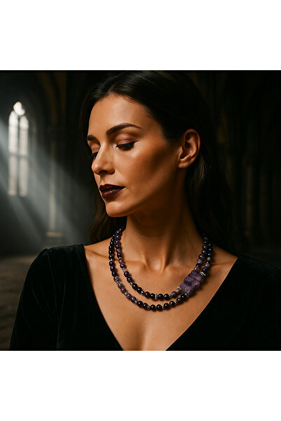 Asteria Elite قلادة من حجر الجمشت والهيماتيت للحماية من العين الشريرة والسلام