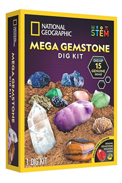 NATIONAL GEOGRAPHIC Blue Marble Mega Gemstone Dig Kit – Educational Excavation Science Toy for Kid