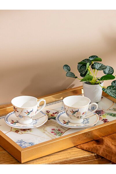 LC Waikiki LCW HOMEEkru Baskılı 2 Kişilik Kahve Fincan Takımı 90 Ml