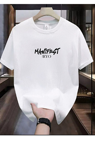 RYO FASHİON TRIOCĂ ALBĂ CU MÂNECĂ SCURTĂ, CU BRODATURĂ MANIFEST, 10% ȚESUT DE...