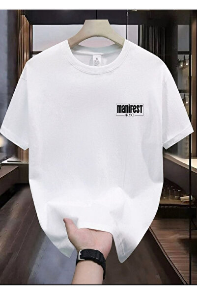 RYO FASHİON TRIOCĂ ALBĂ CU MÂNECĂ SCURTĂ, CU BRODATURĂ MANIFEST, 10% ȚESUT DE...