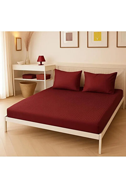 HAPPY COTTON طقم ملاءات سرير مطاطية من قطن الساتان بنسبة 100%، مخططة، مزدوجة،...