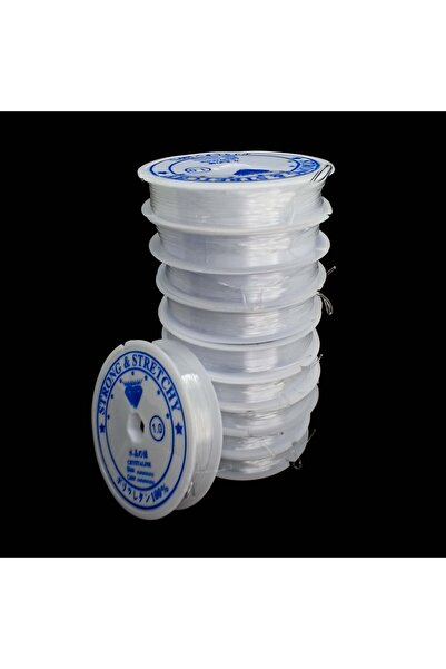 Selderesi 10 ADET Şeffaf Renk 1mm Lastikli Misina ipi Tesbih Ve Bileklik Yapı...