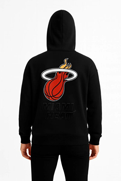 JANES Φούτερ με κουκούλα τριών κλωστών μπροστά και πίσω με στάμπα - Μαύρο