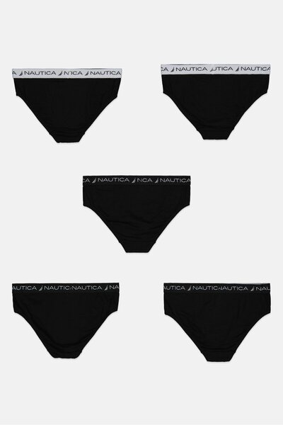 Nautica Kids Girl 5 Piece Brand Logo Brief, Black