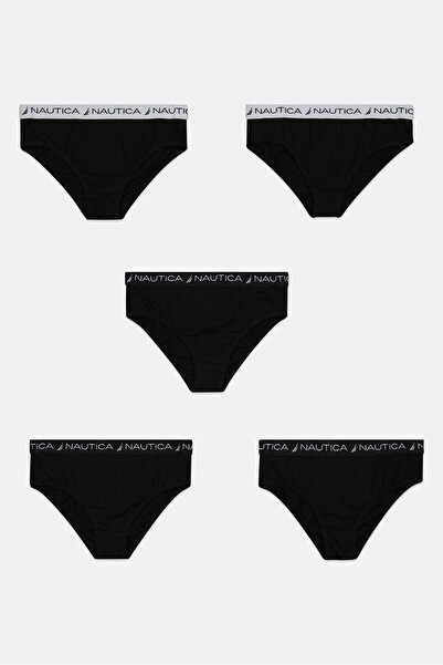 Nautica Kids Girl 5 Piece Brand Logo Brief, Black