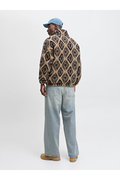 Jack & Jones Ανδρικό μπεζ φούτερ Jack Jones Jorpaddy Teddy Full Zip Hn T25 12288979-06