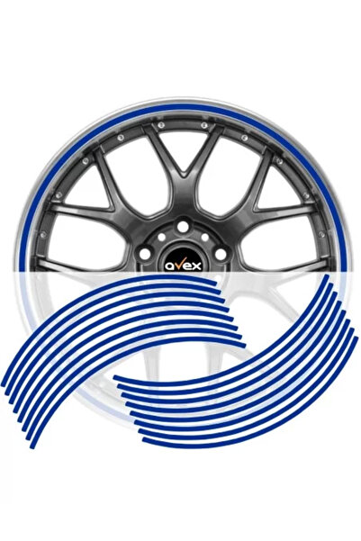 Avex Set 16 inele autoadezive pentru jante, culoare Albastru lucios