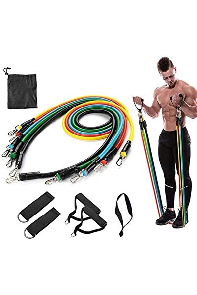 Al Rayyan Sports Resistance Bands from Yixin, 1.2m Latex Tubes and Paddle, Set of 11 Pieces