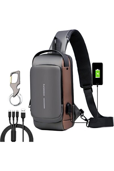 Generic Anti-Theft Shoulder Bag with USB Charging, High Capacity, Waterproof
