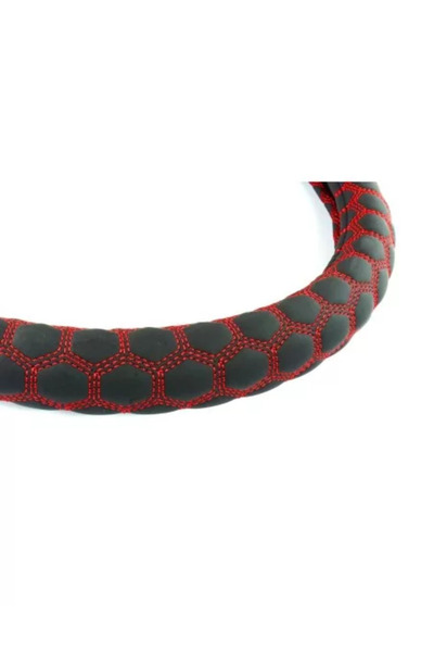 AMIO Husa volan cu cusatura rosie model Hexa SWC-23-M (37-39 cm)