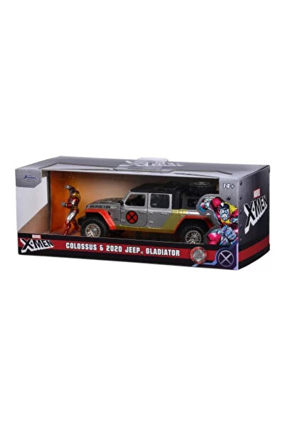 JollyMag JADA MARVEL SET METAL CAR JEEP GLADIATOR SCALE 1:32 AND METAL FIGURINE COLOSSUS