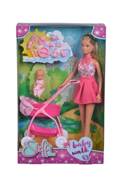 Steffi Love Păpușă Steffi în rochiță roz și cu cărucior bebe