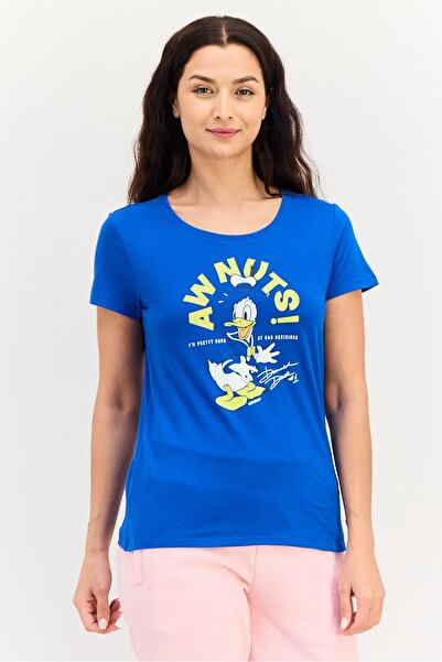 Zivame Women Graphic Print Short Sleeves Pajama Top, Blue