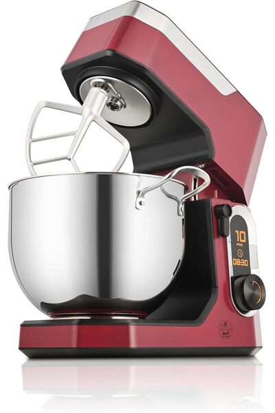 ALSAIF 2000W Stand Mixer with 10 Speeds, Pulse Function, LCD Time Control Display, Stainless Steel Bowl with Handle, 10 Liters, Red, E02239