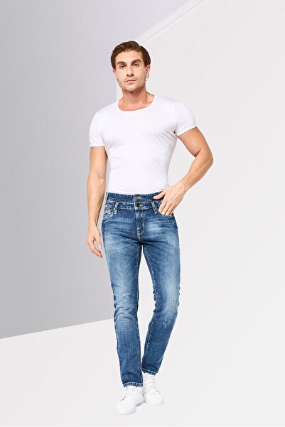 Desigual Men Regular Fit Washed No Stretch Jeans, Blue