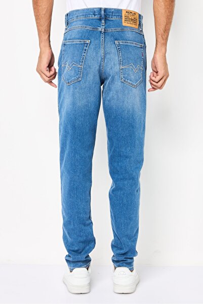 Replay Men Sandot Relaxed Fit Washed Denim Jeans, Blue